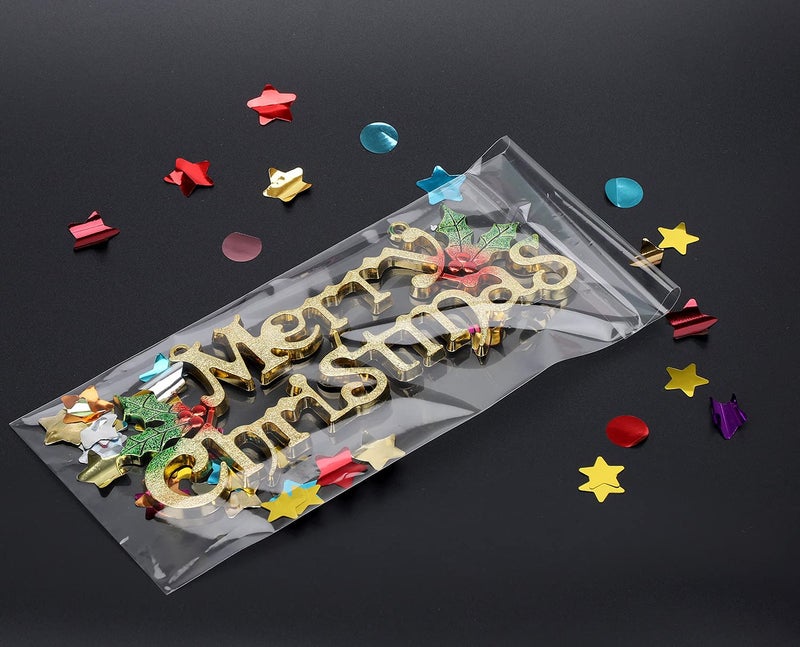 NObranded 200 pcs Clear 4" x 9" (W:10xL:23CM) Self Seal Cello Cellophane Bags Resealable Poly Bags 2.8 mils for Cookie, Candy, Gift Bakery, Prints, Photos, Cards & Envelopes, Party Decorative - Image 5